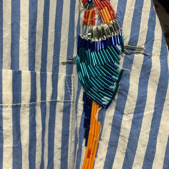 Anthropologie Maeve parrot sequin button down shirt xs/s - Picture 8 of 10